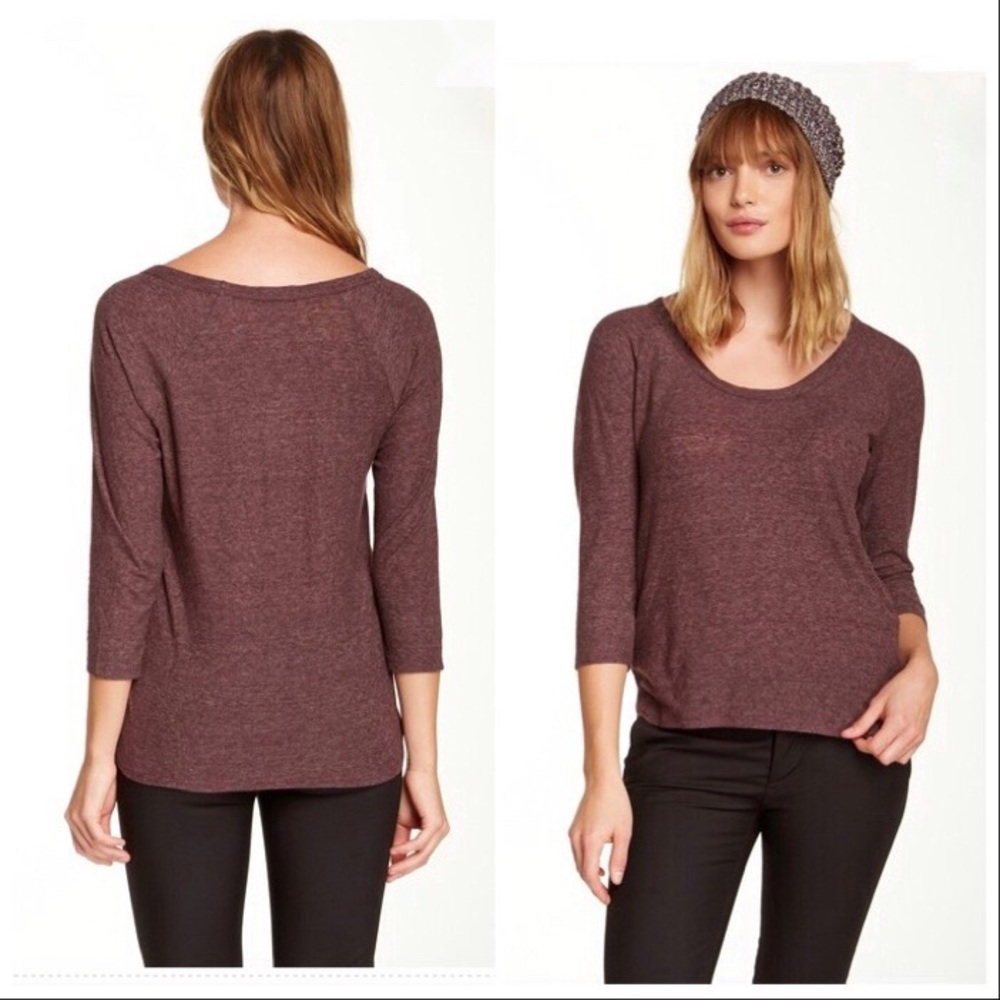 SOLD James Perse Curved Hem Baseball Pullover - Picture 1 of 4